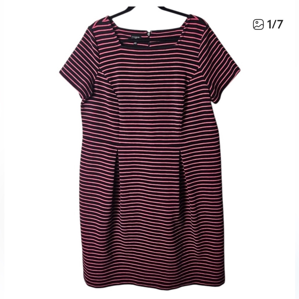 Talbots Pink and Navy Striped Dress 16 W